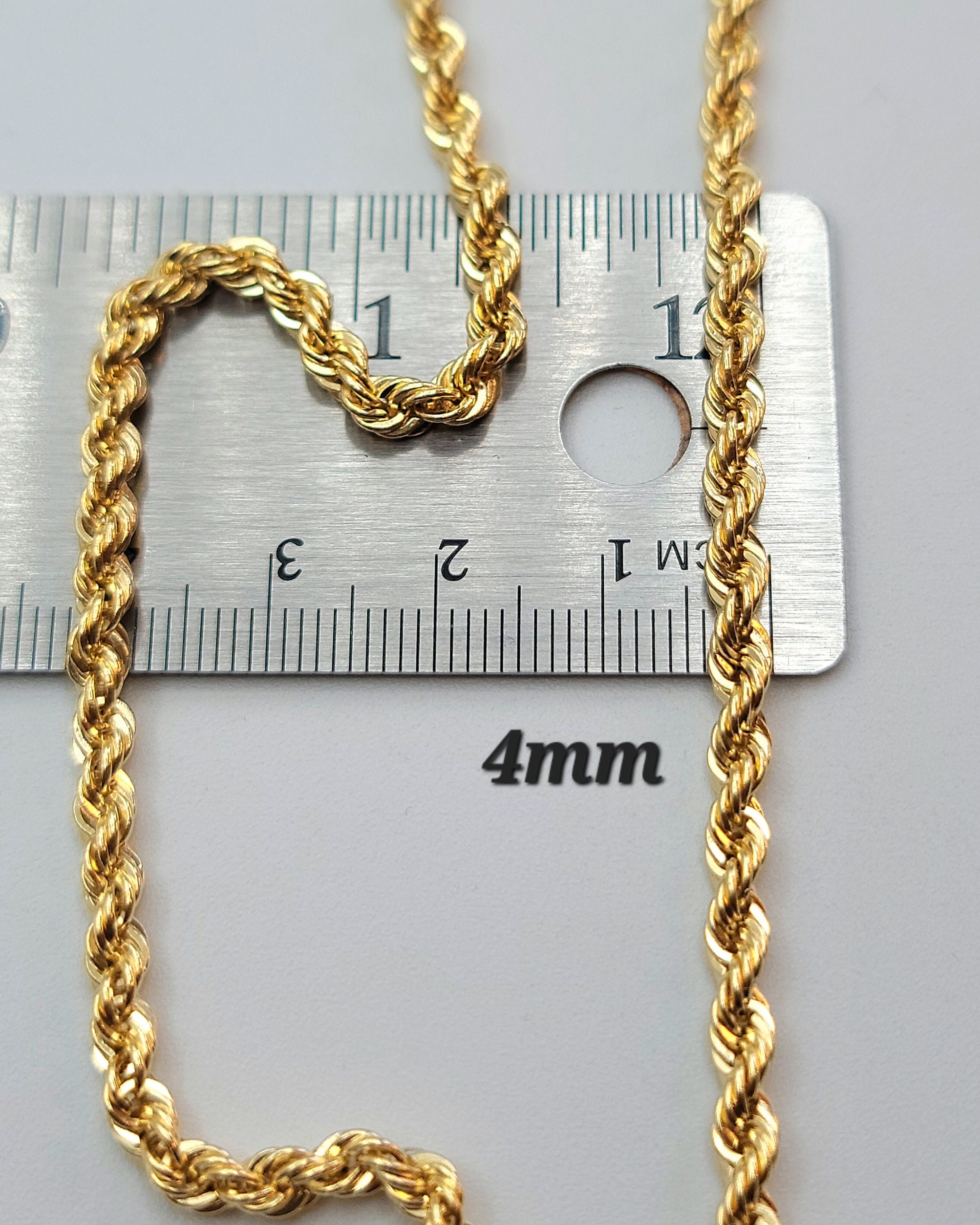18k Rope Chain 18K Rope Chain Necklace, 18K Solid Gold Rope Chain 4mm_16