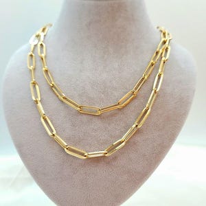 18K Solid Gold Paperclip Chain Necklace, Real 18K Yellow Gold Paperclip Links Chain, 6.5MM Thick Chain, Real Gold Chain For Men and Women!