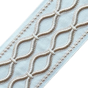 Beige Embroidered 3-Inch Fabric Trim | Perfect for Curtains, Cushions, and DIY Projects | Custom Length
