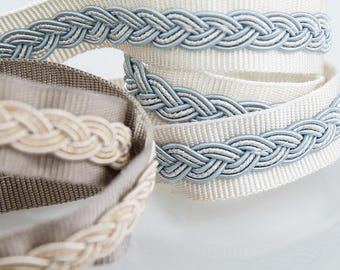 Braided Ribbon, 1-Inch Narrow Fabric Trim, Perfect for Curtain, Upholstery, Pillow, Trim By The Yard