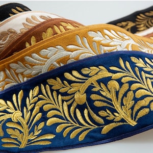 Embroidered 4-Inch Velvet Decorative Trim for Drapery, Curtain Tapes, Upholstery Ribbon, Pillow Border