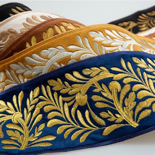Bordure décorative brodée en velours de 10 cm (4 po.) pour draperie, rubans pour rideaux, ruban de rembourrage, bordure de coussin