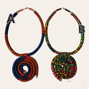 African Print Necklace/Fabric Necklace/Fabric Jewelry/Ntoma Necklace