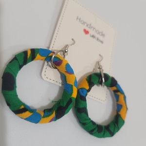 Boucles d’oreilles African Fabric Hoop, Boucles d’oreilles Ankara Fabric, Boucles d’oreilles africaines