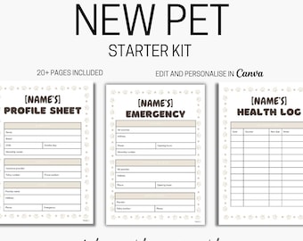 New Pet Starter Pack: Editable Puppy & Kitten Care Templates (Digital Download)