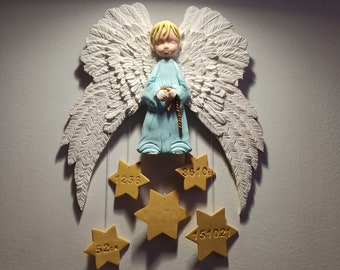 Angel guardian handmade sculpture | Personalized gift for newborn | Baby shower angel gift | Wall hanging nursery decor | Angel wings