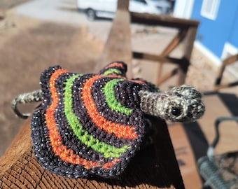 Crocheted Flying Draco Lizard Plush – Camo, Black, Green & Orange