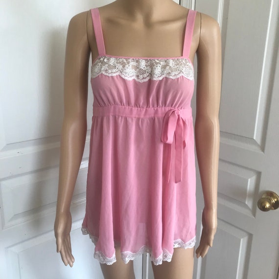 Dreamy Vintage Y2K Victoria’s Pink Milkmaid Cami … - image 1