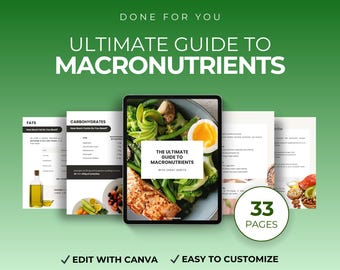Macro Tracking Guide, Macronutrient Tracking Canva Template, , Nutrition Ebook Fitness Coach PLR, Meal Prep Guide, Nutrition Ebook Template