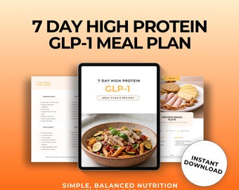 GLP-1 Diet Starter Guide, High Protein Weight Loss Plan for Ozempic Wegovy Mounjaro, GLP1 Beginner Meal Guide, PDF Download