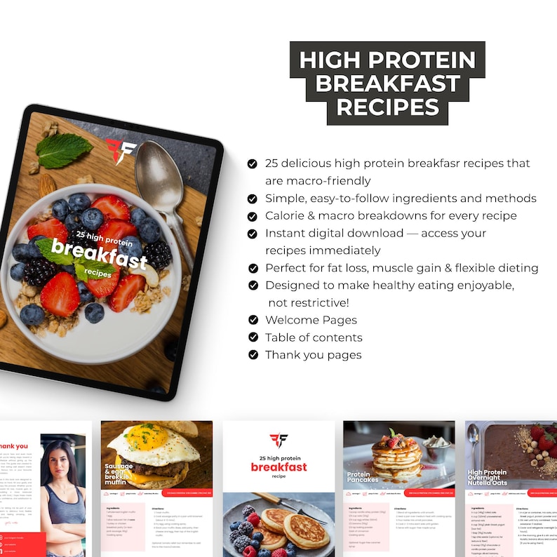 Low Calorie High Protein Recipes Fitness Coach Bundle, Editable Canva eBook Template, Meal Prep, Healthy Meals, Weight Loss DFY image 5