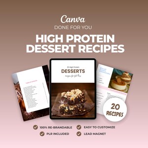High-Protein Recipe eBook: 20 PLR Recipes for Fitness Coaches (Canva Template)