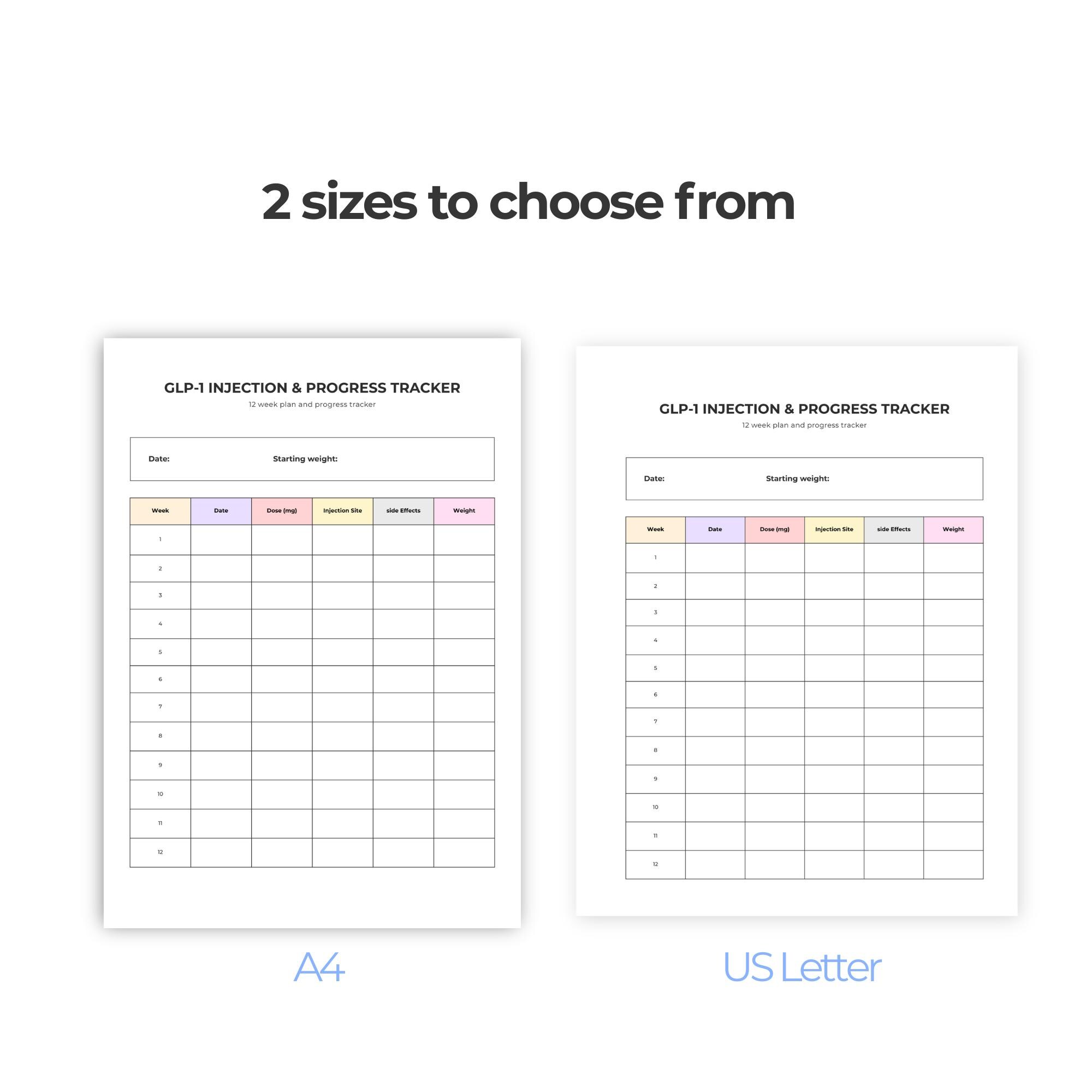 GLP-1 Injection Tracker Printable, Ozempic Wegovy Mounjaro Weight Loss ...