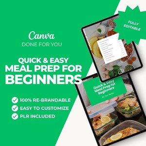 Meal Prep Beginners Guide, Canva Template, Lead Magnet Fitness Coaches, Online Trainers + Coaches, nutrition ebook, Fitness PLR