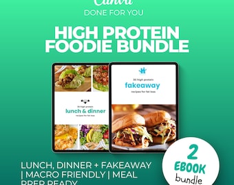 High-Protein Recipe eBook Bundle, Macro-Friendly, Canva Template (PLR)