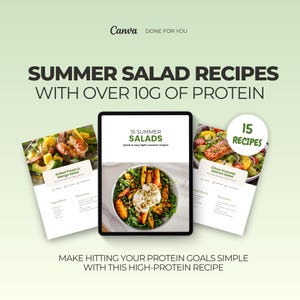 Eiwitrijk e-boek met caloriearm recept, recept voor vetverlies, voedingssjabloon, e-boek fitnesscoach, canvas e-boeksjabloon DFY PLR