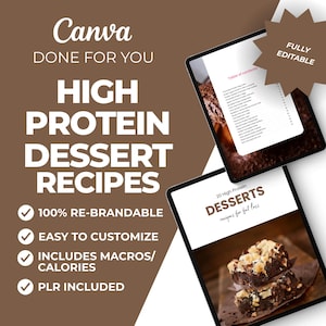 High-Protein Recipe eBook for Fitness Coaches | 20 Recipes | Editable Canva Template | PLR Guide to Resell or Brand as Your Own