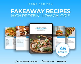 45 recetas bajas en calorías y ricas en proteínas para llevar, recetas ricas en proteínas para bajar de peso, plantilla de nutrición para bajar de peso, libro electrónico de entrenador de fitness