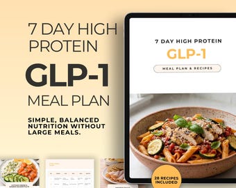 High Protein GLP-1 Meal Plan for Weight Loss, 7 Day GLP-1 Diet Plan, High Protein Weight Loss Meal Guide, Ozempic Wegovy Zepbound Mounjaro