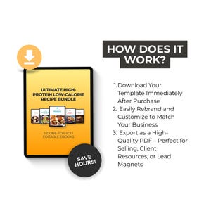 Low Calorie High Protein Recipes Fitness Coach Bundle, Editable Canva eBook Template, Meal Prep, Healthy Meals, Weight Loss DFY image 11