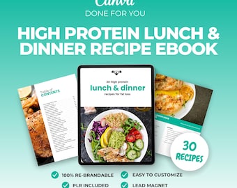High Protein Low Calorie Recipes, DFY Meal Guide, Canva eBook Template, Fitness eBook Template, Fitness Coaching Resource, DFY Meal Plan
