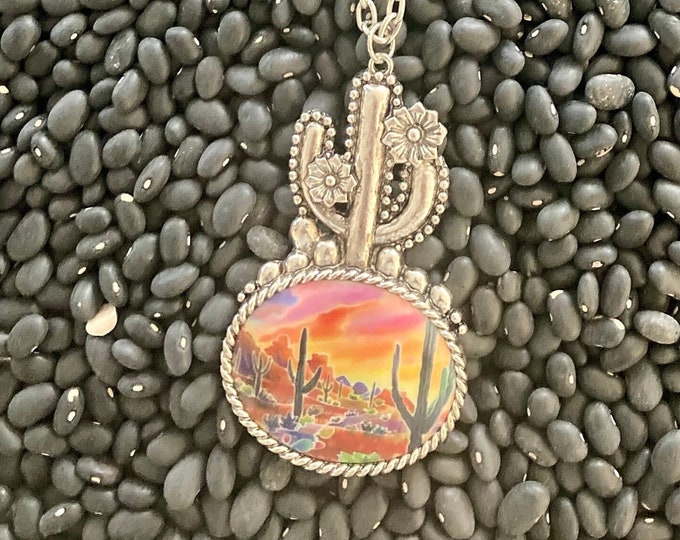 Cactus Pendant Necklace | Cactus Scene