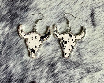 Pendientes con estampado de piel de novillo