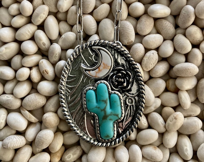 Western Cactus Necklace and Earring Set