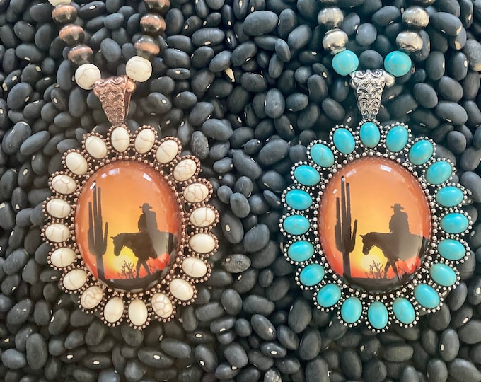 Cowboy Sunset Pendant Necklace