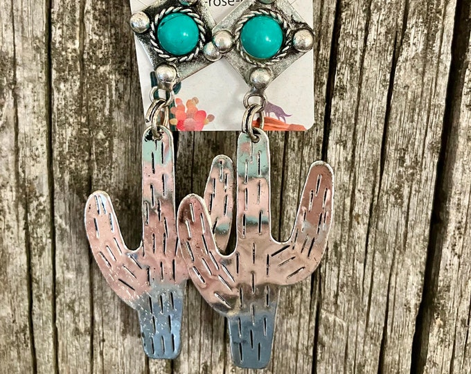Turquoise Cactus Earring