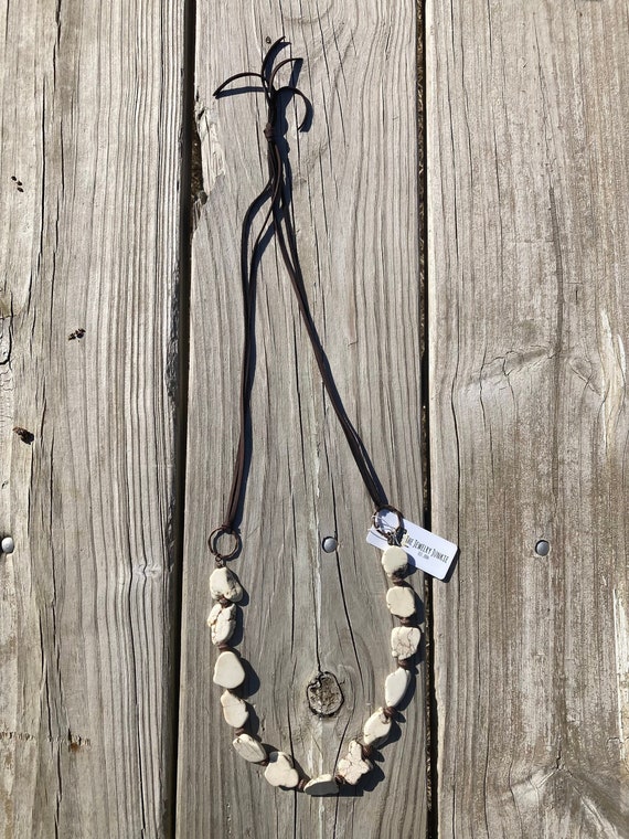 White Turquoise Slab Necklace