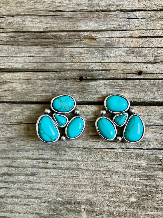 Turquoise Dreams Cluster Earrings