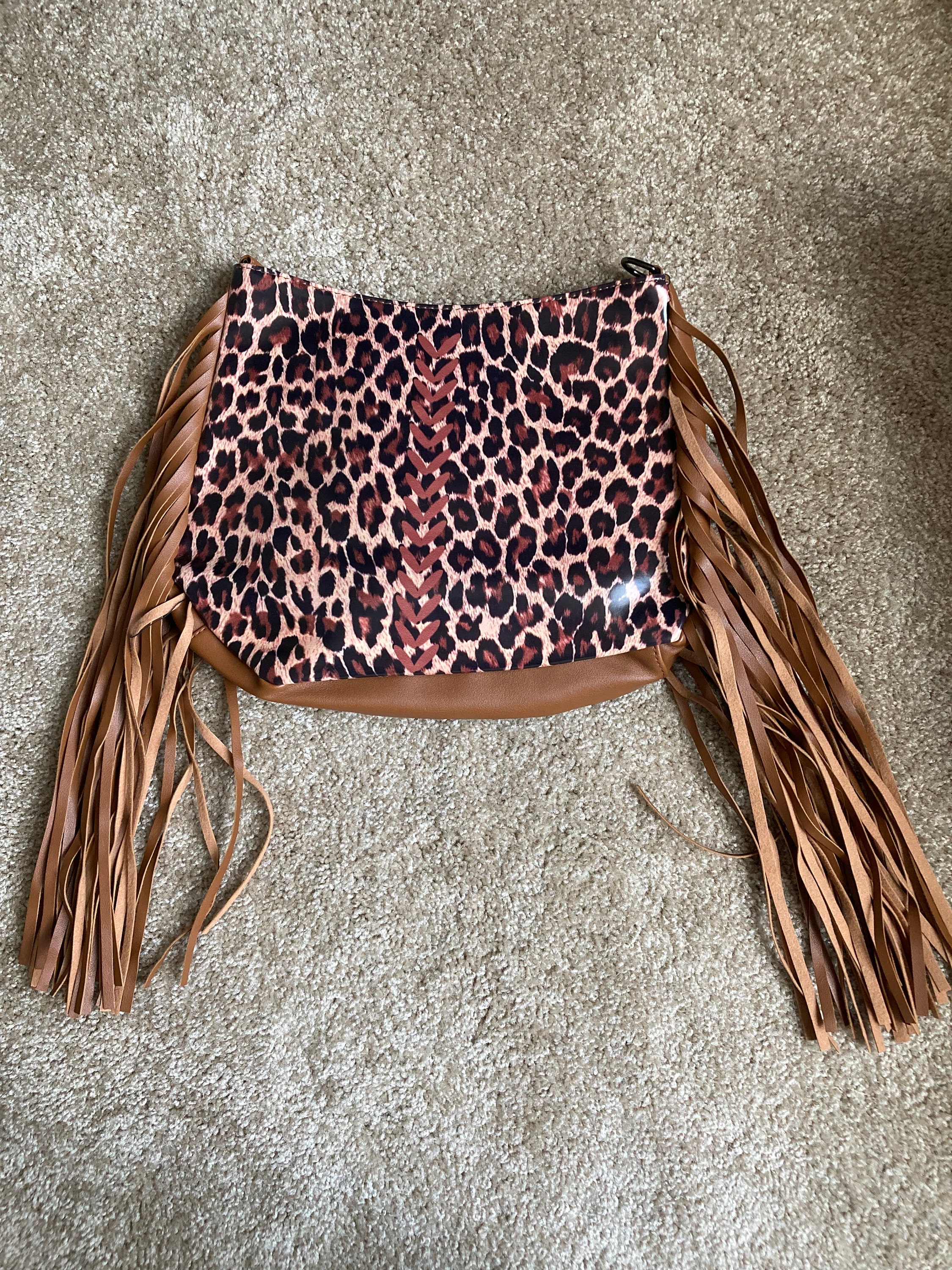 Leopard Print Fringe Purse