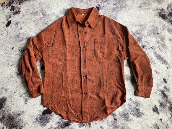Rust Corduroy Button-Up