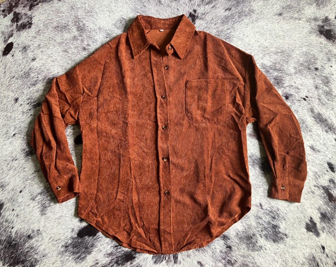 Rust Corduroy Button-Up