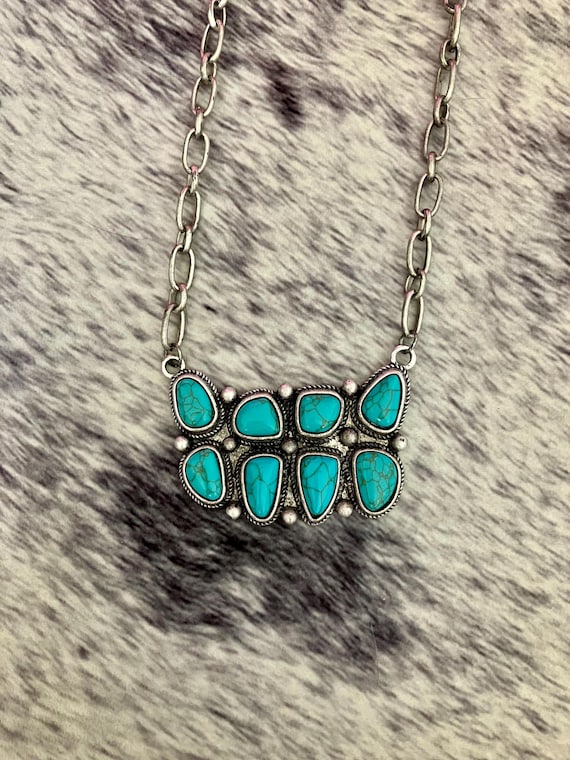 Turquoise Cluster Statement Necklace