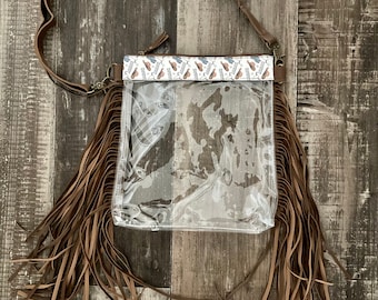 Clear Fringe Crossbody Bag: Adjustable Shoulder Strap