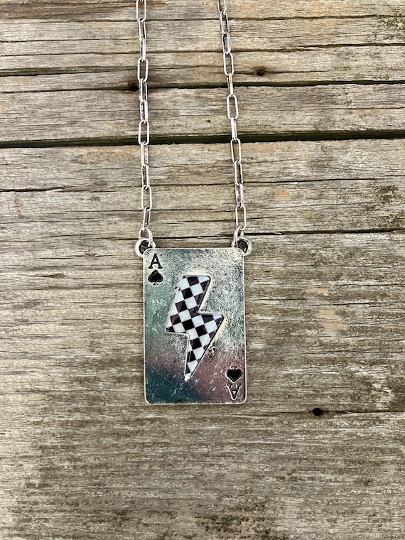 Ace of Spades Lightning Bolt Necklace