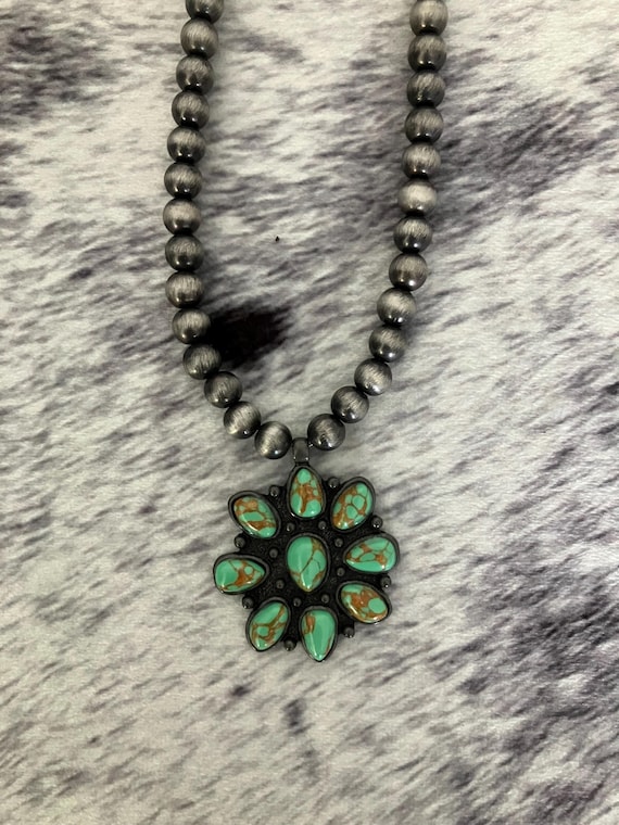 Desert Bloom Turquoise Cluster Necklace