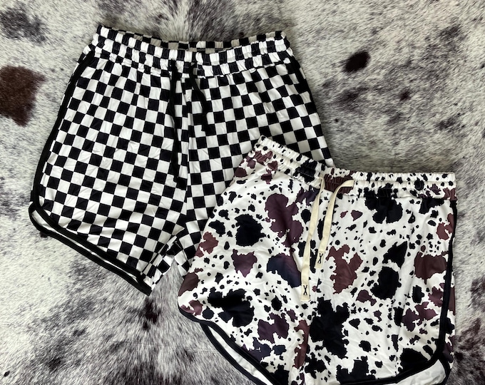 Western Shorts, Cowhide and Checkered