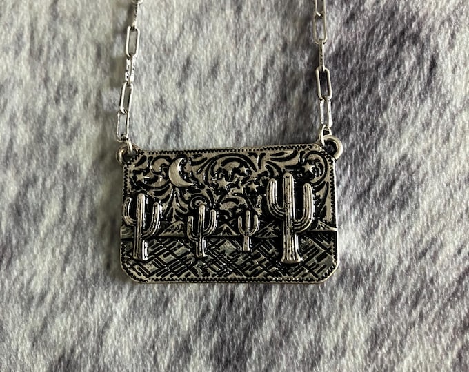 High Desert Cactus Pendant Necklace
