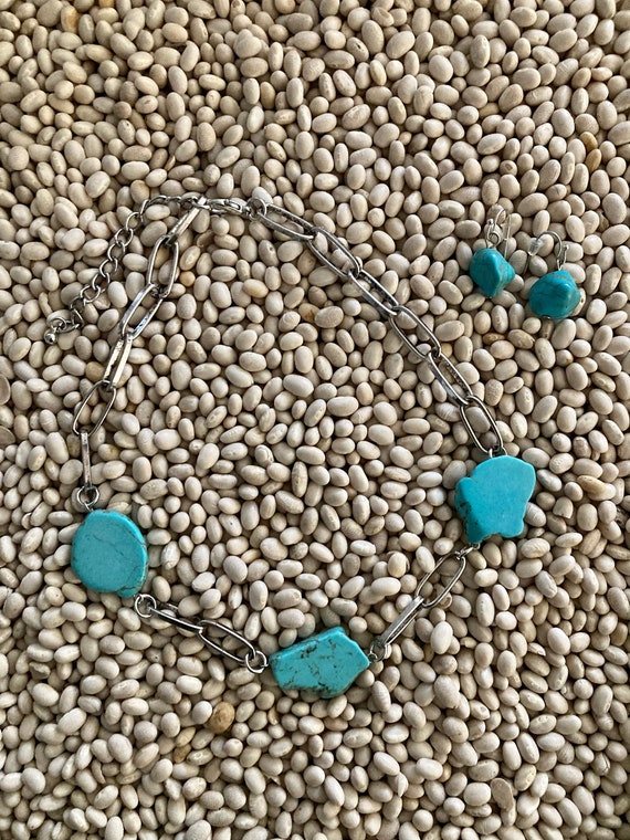 Turquoise Stone Chain Necklace