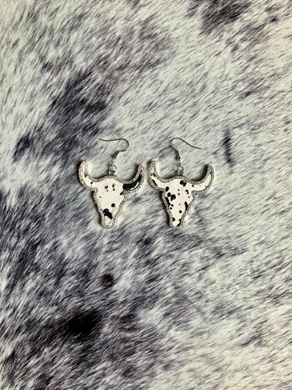 Steer Hide Print Earrings