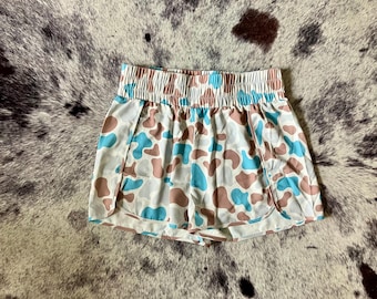 Western Camo Print Shorts | Turquoise Cowgirl Shorts | Summer Lounge Shorts | Cute Outfit | Cowgirl Comfy Shorts