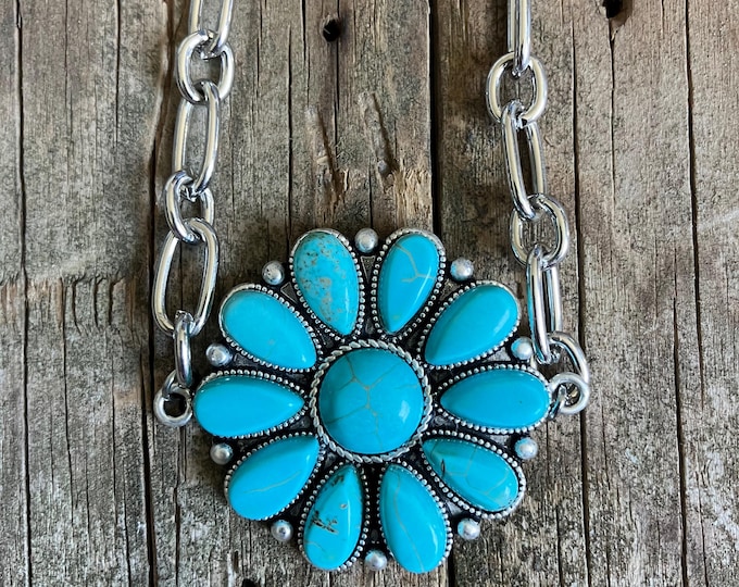 Western Turquoise Blossom Necklace