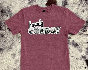 Howdy Cowboy T-Shirt | Retro Rodeo Graphic Tee, Western Outfit Top