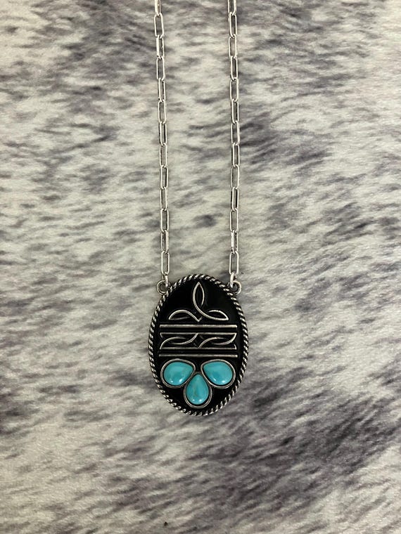 Boot Stitch Turquoise Necklace