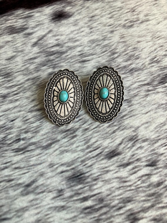 Western Concho Stud Earrings