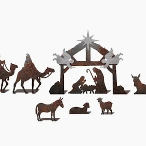 Cut Metal Cowboy Nativity | Cut Metal Nativity Scene