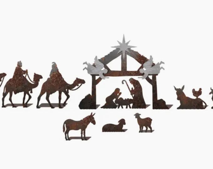 Cut Metal Cowboy Nativity | Cut Metal Nativity Scene